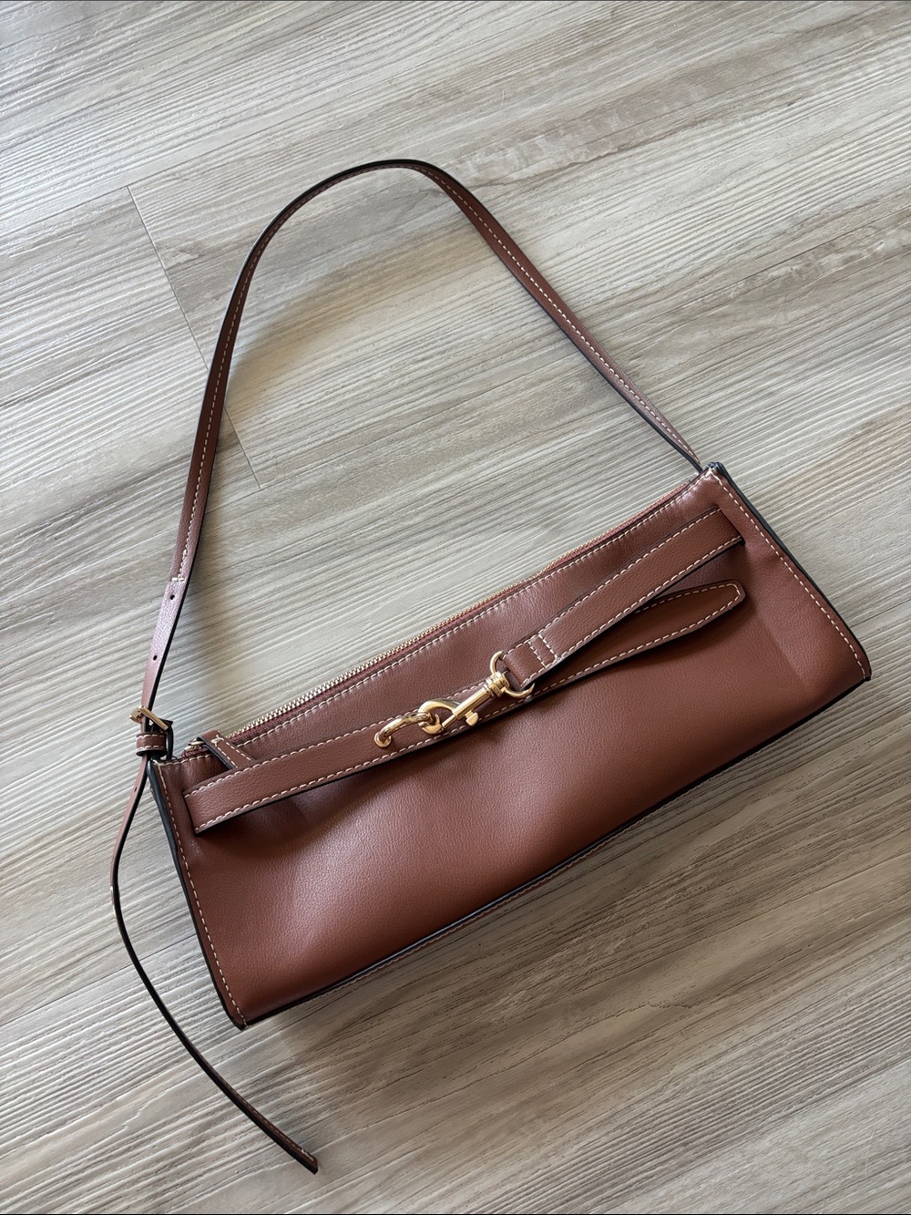 H&M Brown Shoulder Bag with Gold Hardware
